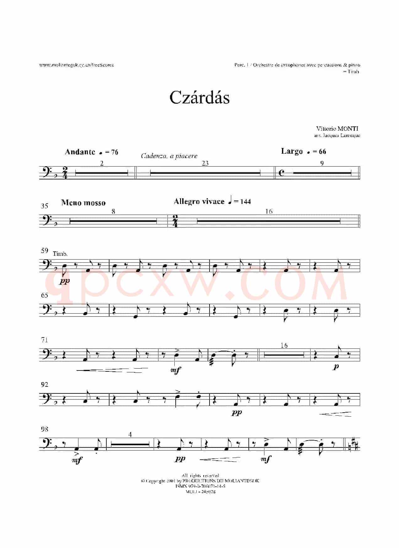 Czardas 查尔达斯（15重奏）（5副打击乐）