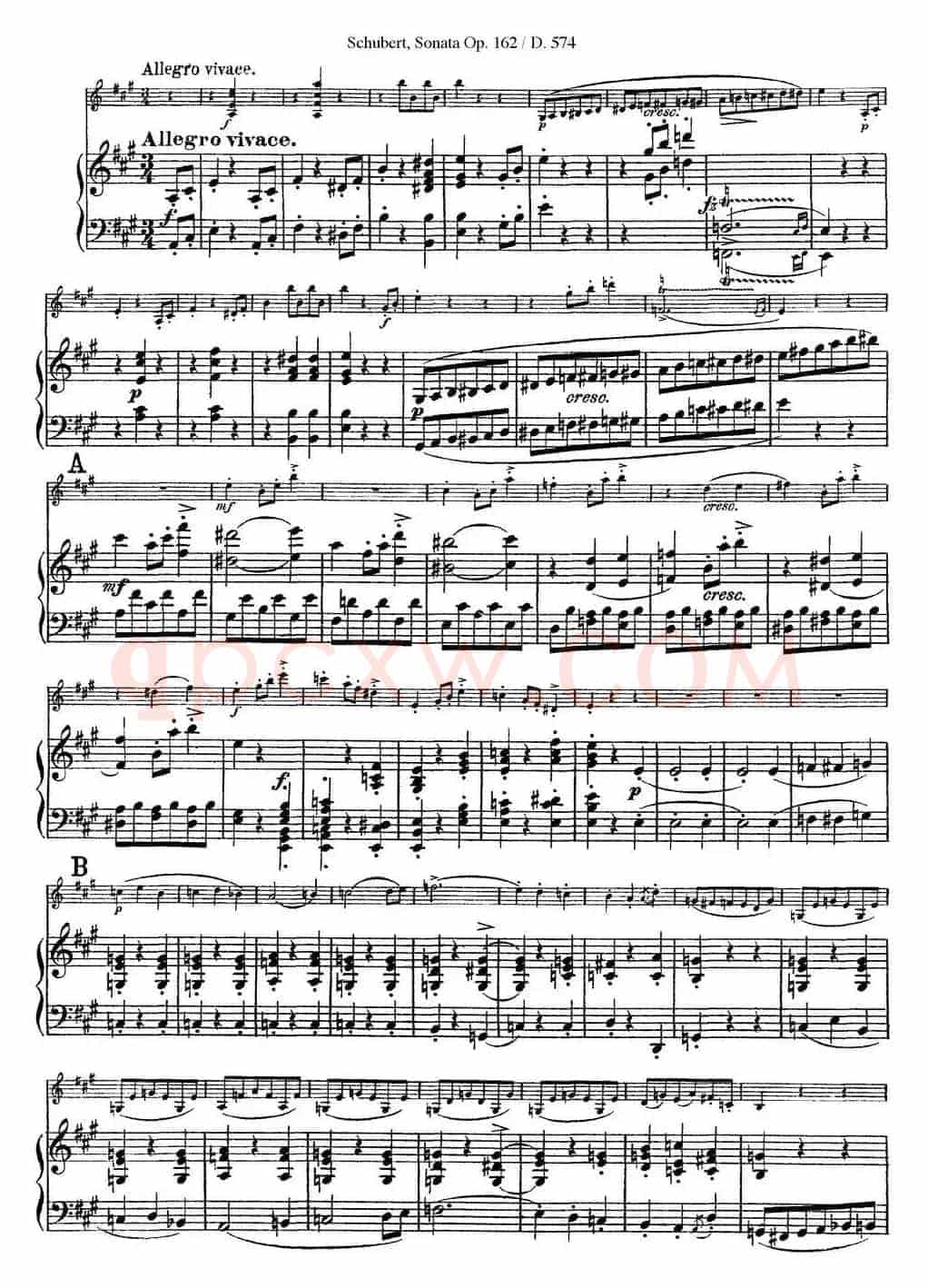 Violin Sonata in A major Op.162 D.574（小提琴+钢琴伴奏）