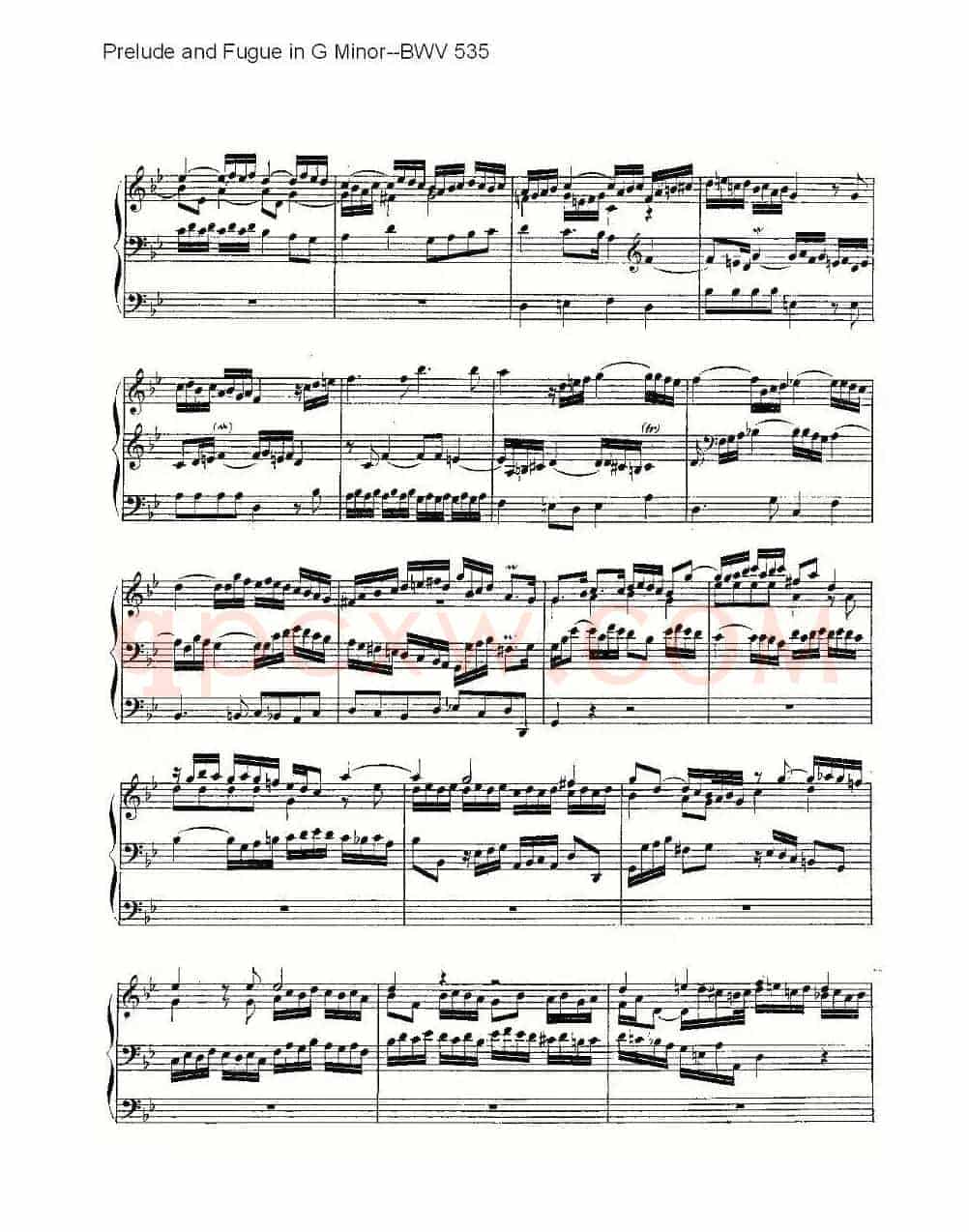 Prelude and Fugue in G Minor--BWV 535 (管风琴谱)