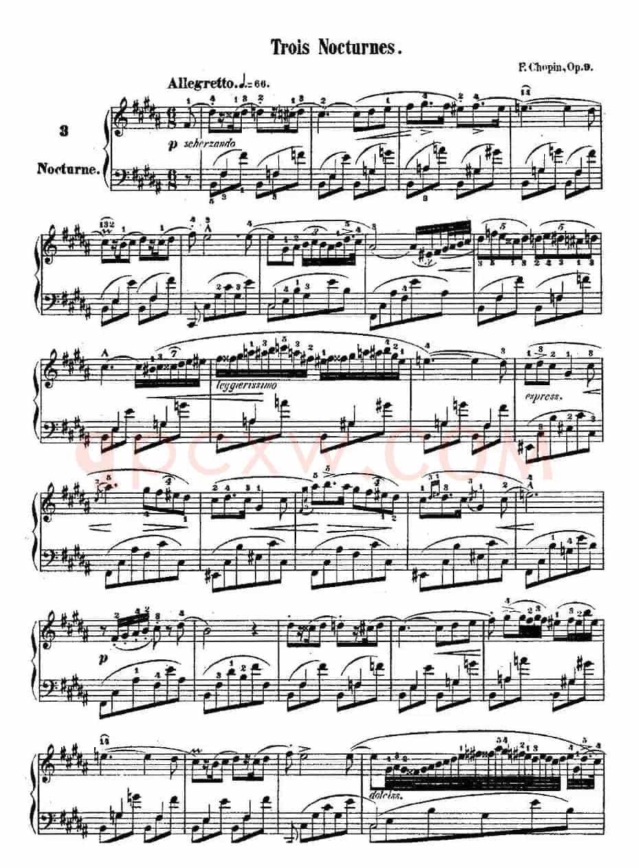 降B大调夜曲Op.9-3（Trois Nocturnes）