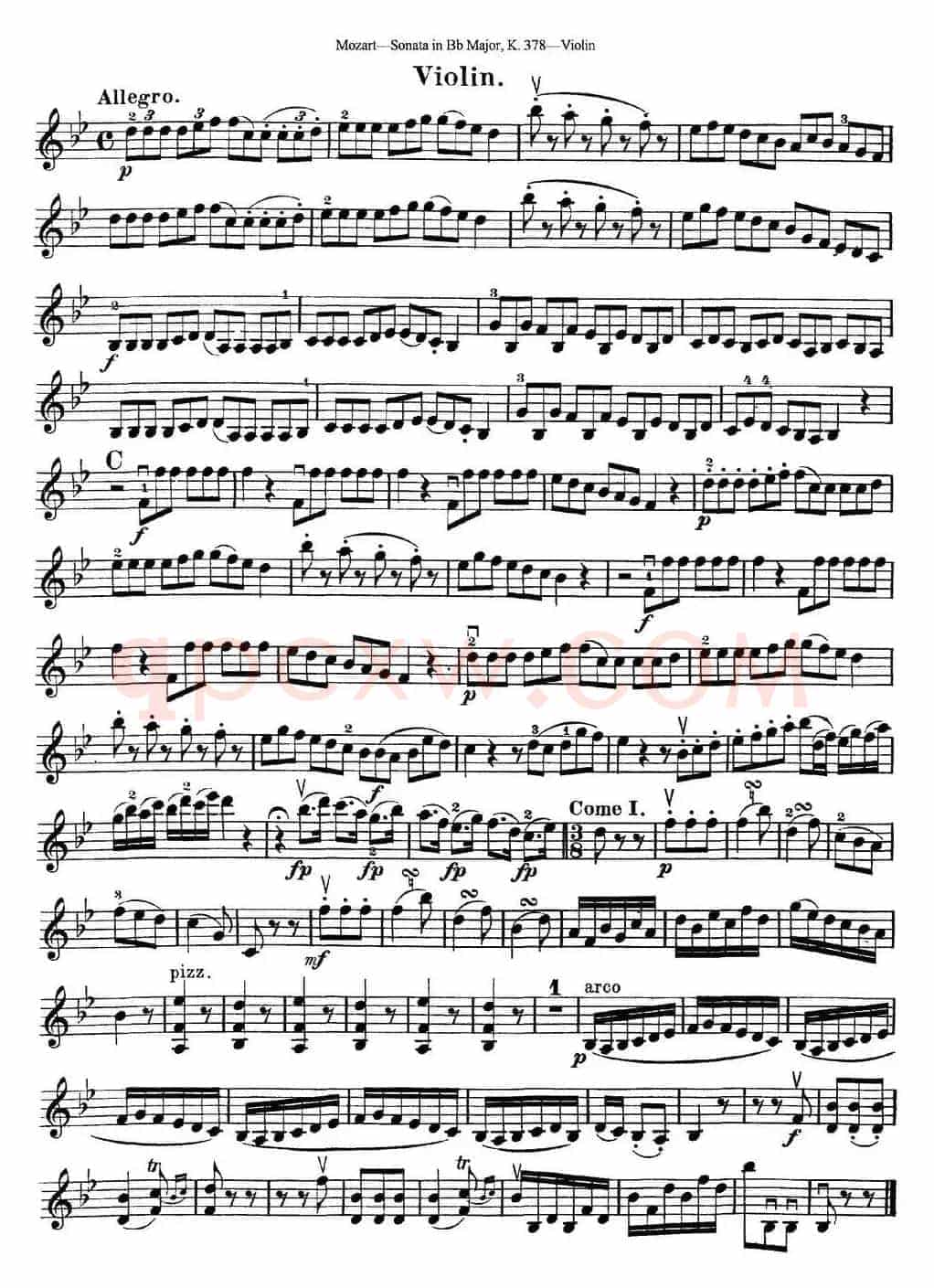 Violin Sonata in Bb Major K.378