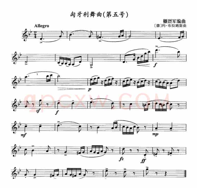 匈牙利舞曲（第五号）（单簧管）