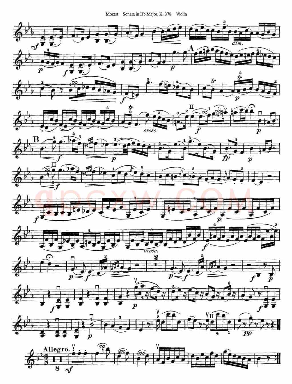 Violin Sonata in Bb Major K.378