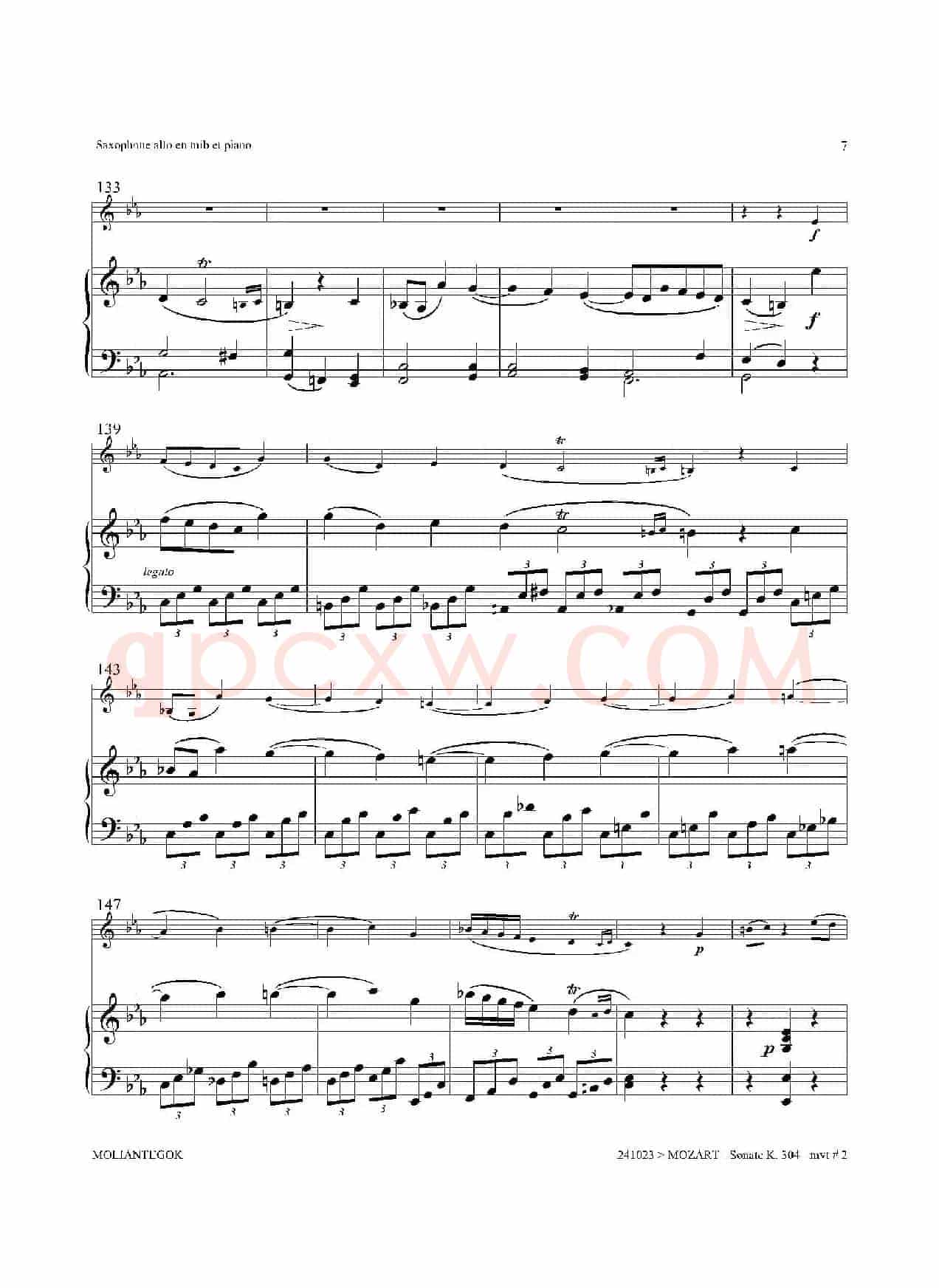 奏鸣曲 Op.304（中音萨克斯+钢琴伴奏）