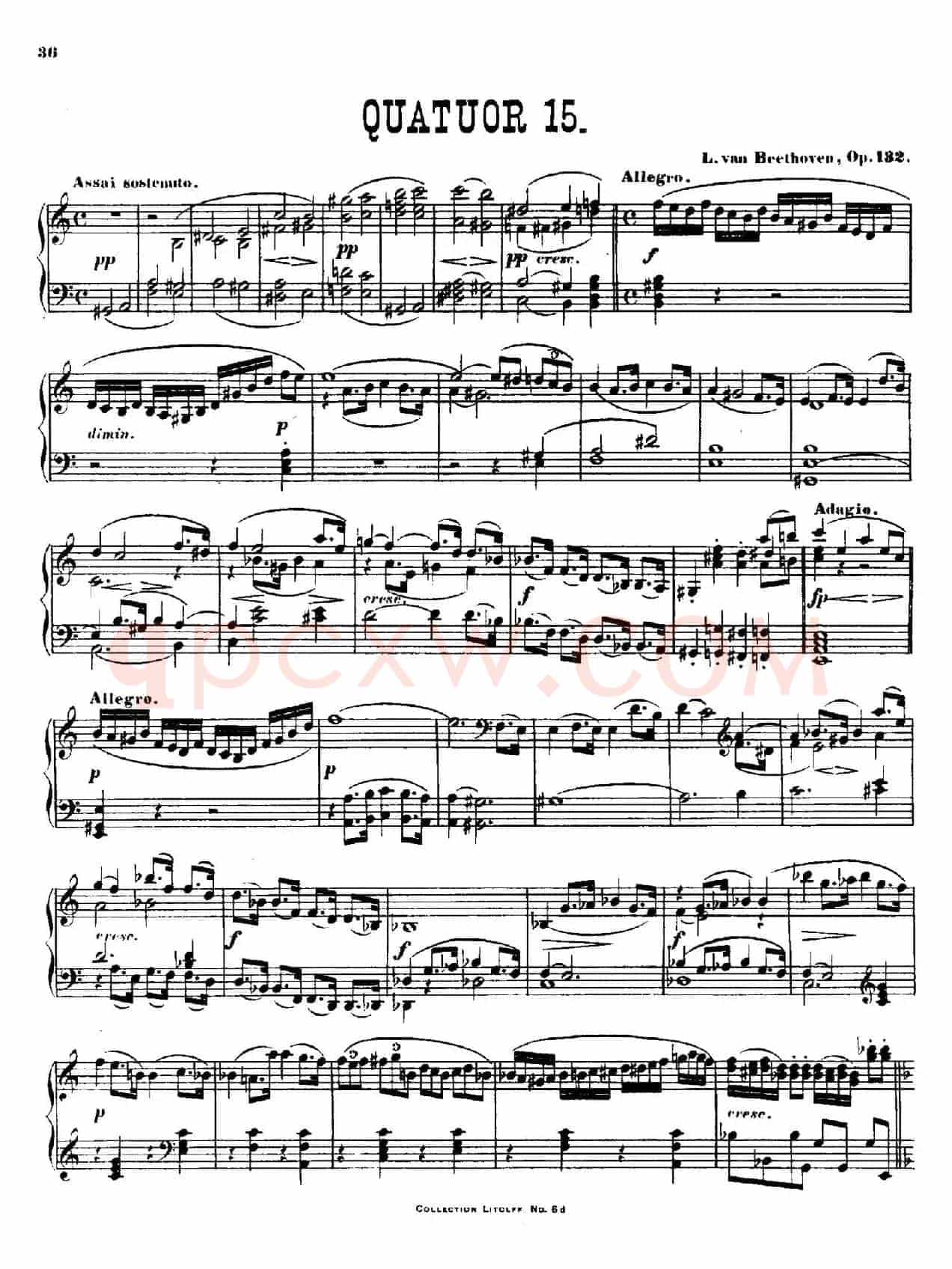 String Quartet No.15 in a Minor Op.132(a小调第十五弦乐四重奏·钢琴独奏版)
