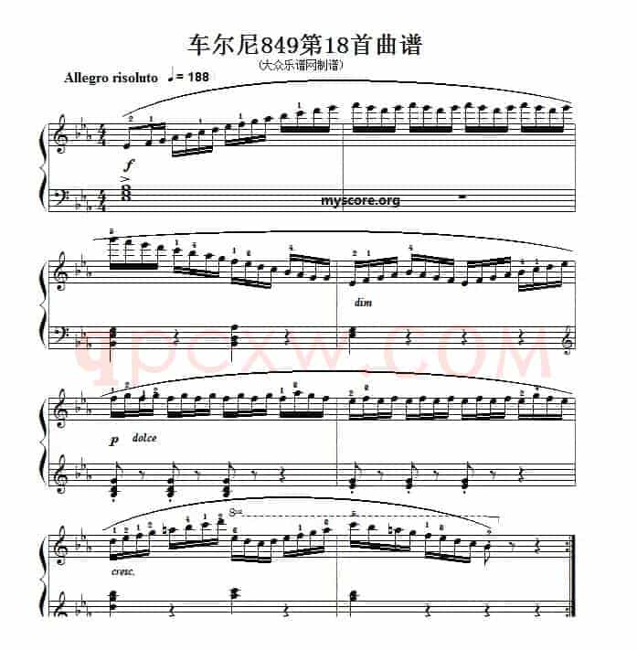 车尔尼（Czerny）849第18首曲谱及练习指导