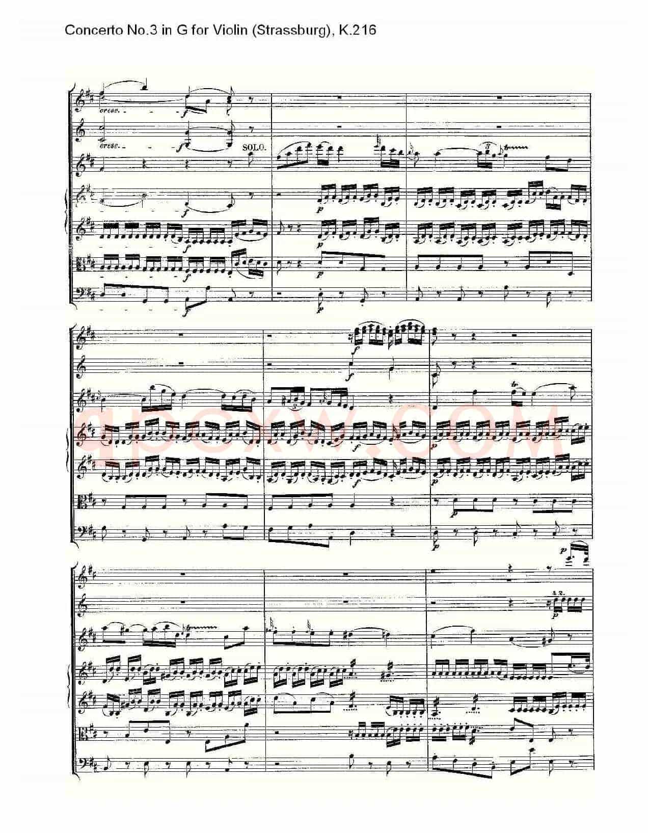 Concerto No.3 in G for Violin K.216(G调小提琴第三协奏曲, K)
