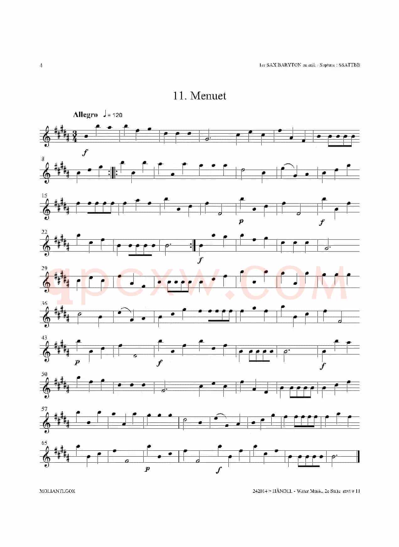 Water Music（HWV.349 No.2）（第一上低音萨克斯）