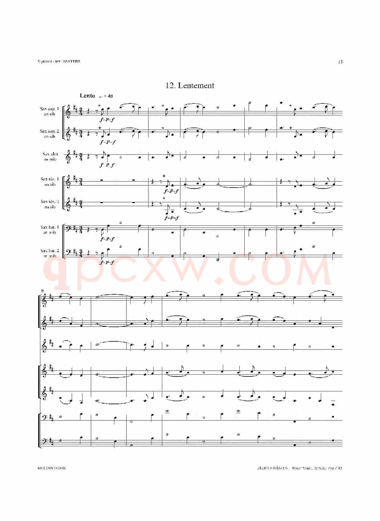 Water Music（HWV.349 No.2）（萨克斯合奏总谱）