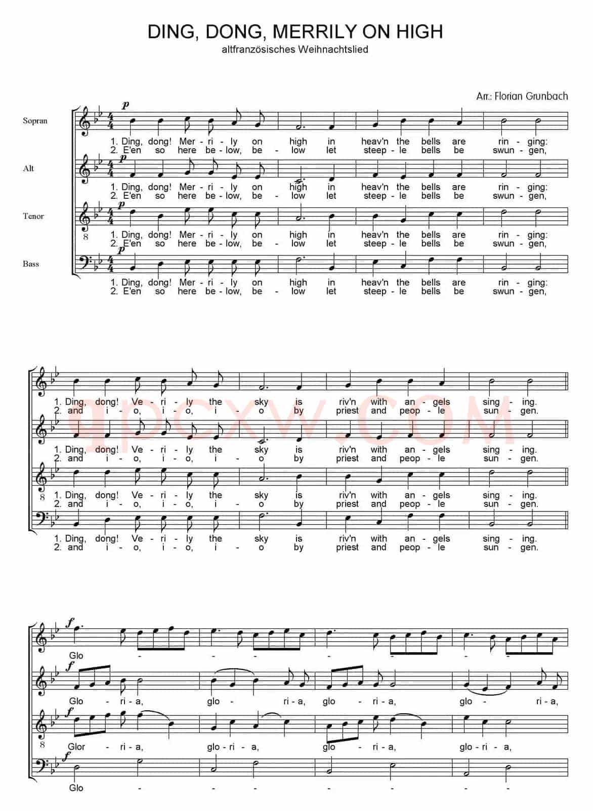 Ding dong merrily on high （四重奏）