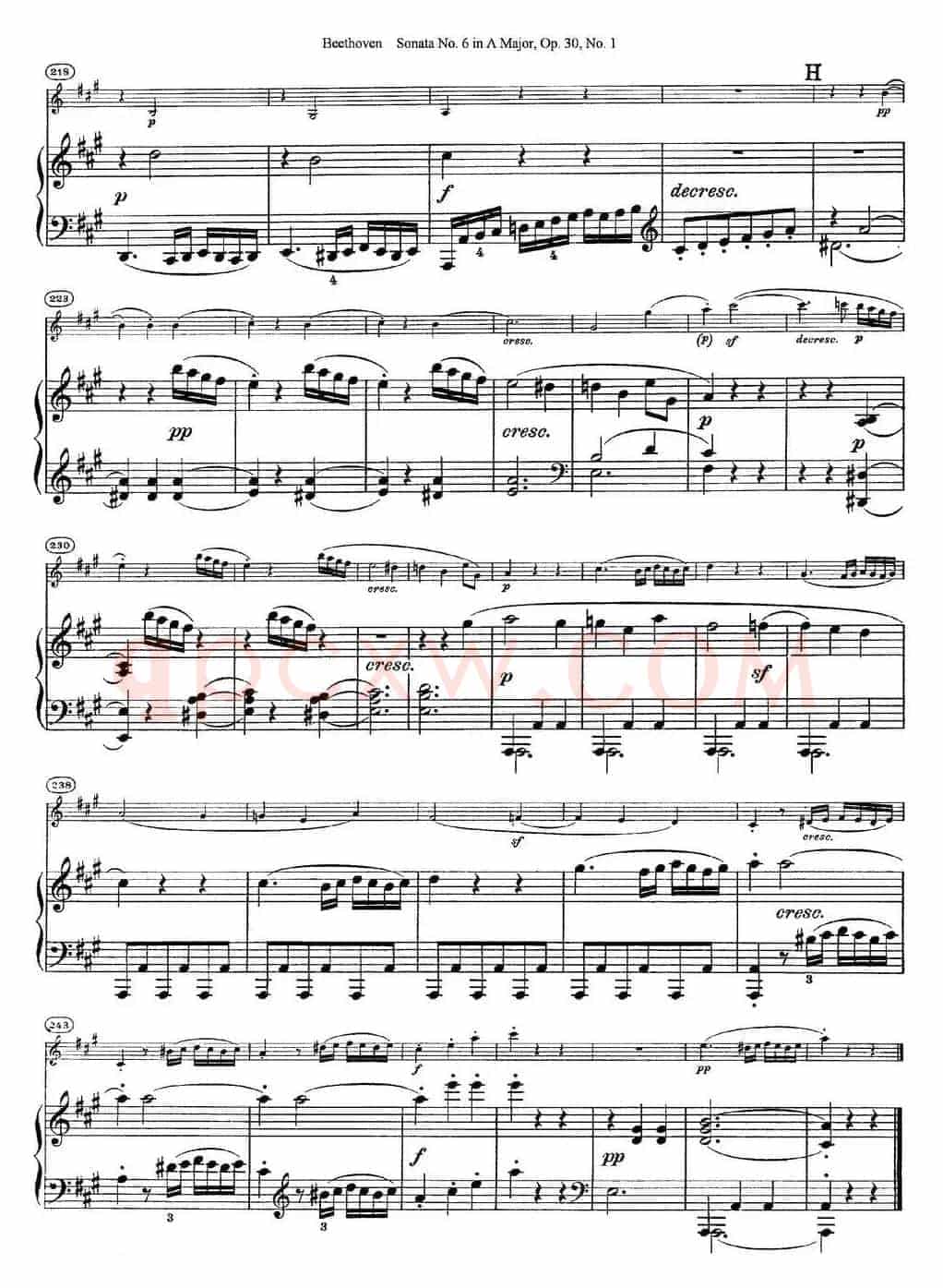 Violin Sonata No.6 in A Major Op.30 No.1（小提琴+钢琴伴奏）