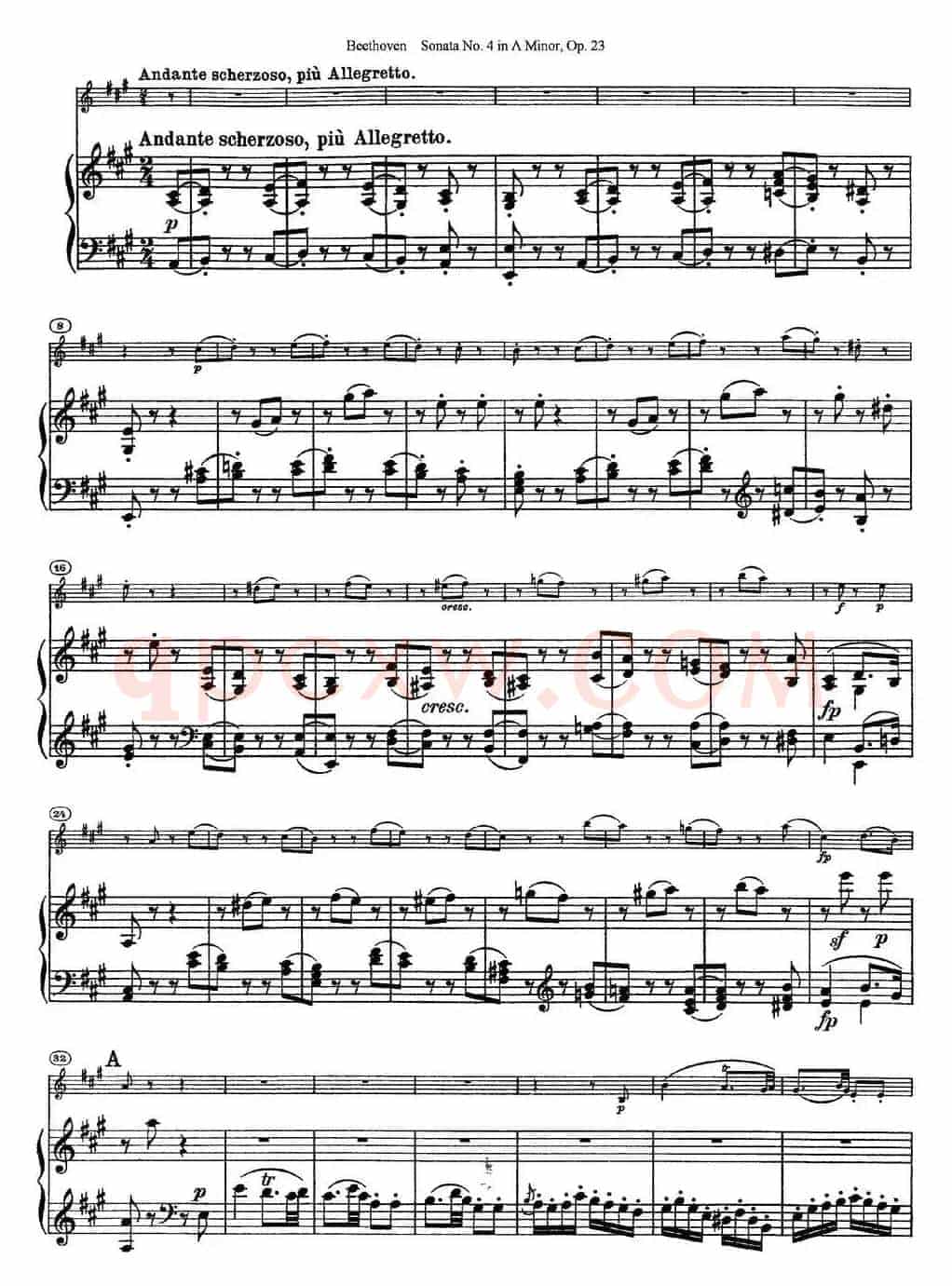 Violin Sonata No.4 in A Minor Op.23（小提琴+钢琴伴奏）