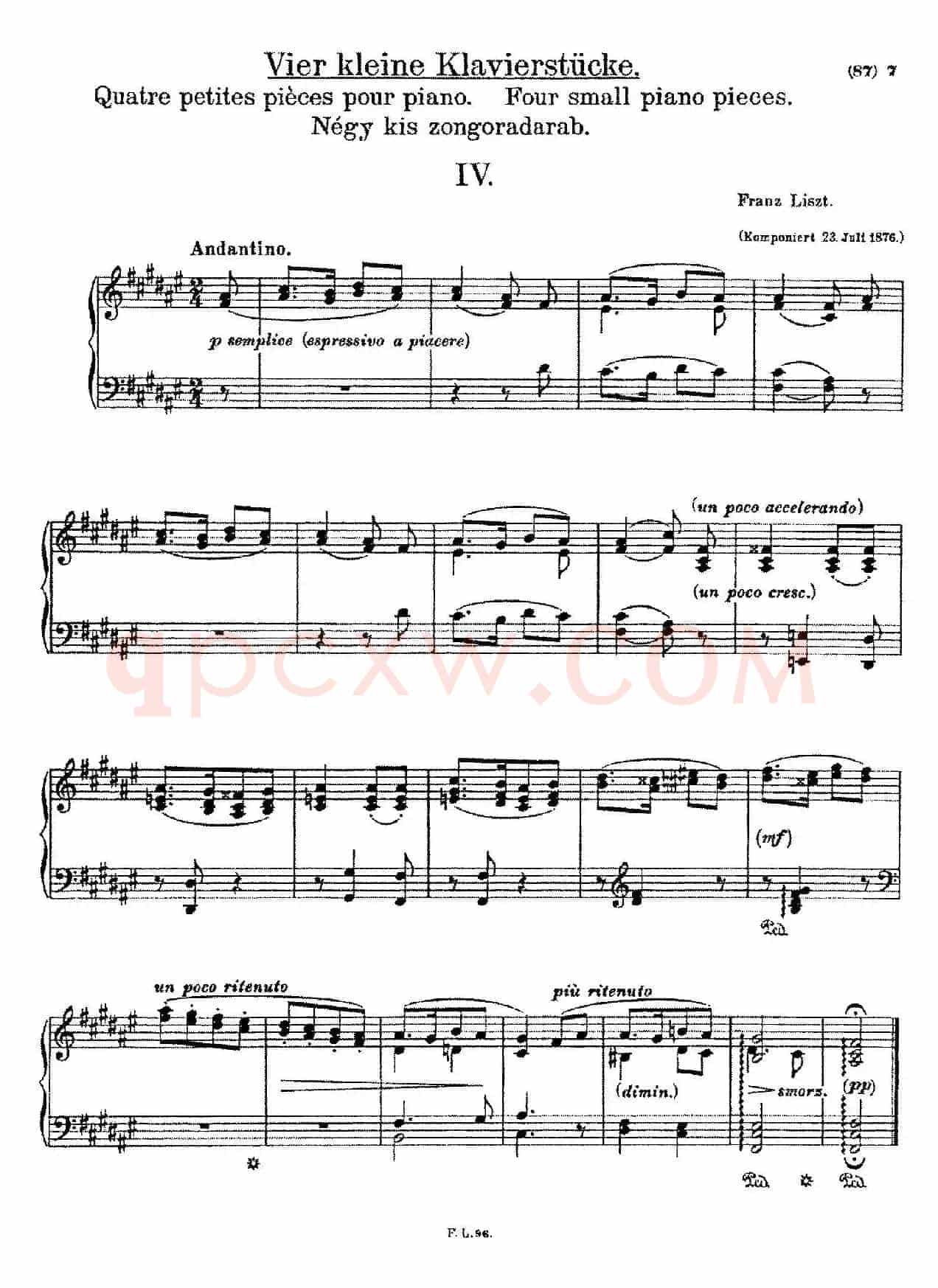 5 Klavierstücke S.192（5首钢琴小品·Ⅳ）