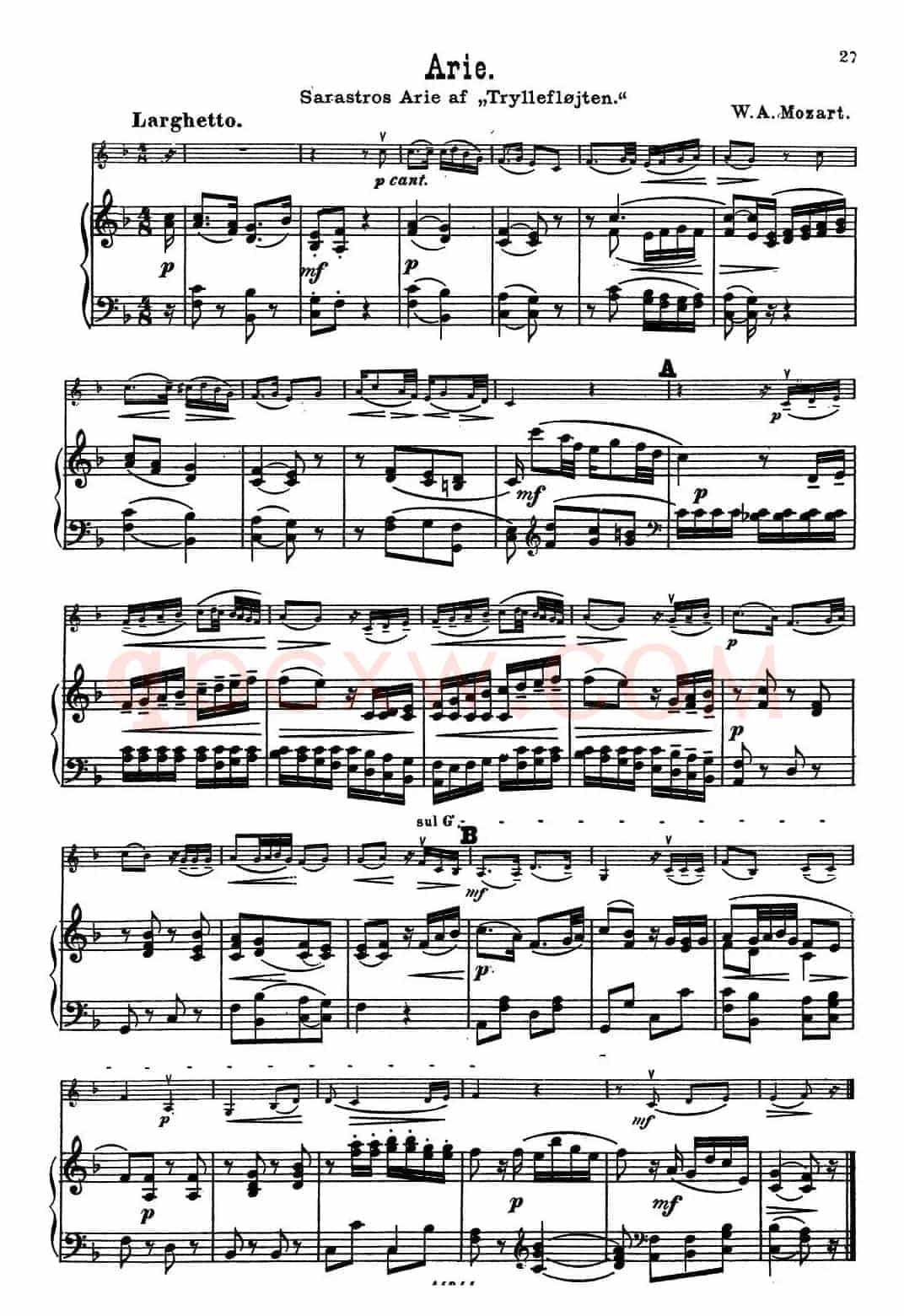 Arie.（W.A.Mozart作曲版）（小提琴+钢琴伴奏）