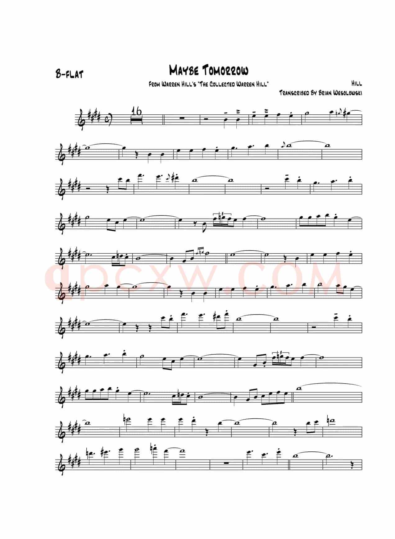 Maybe Tomorrow（次中音萨克斯）