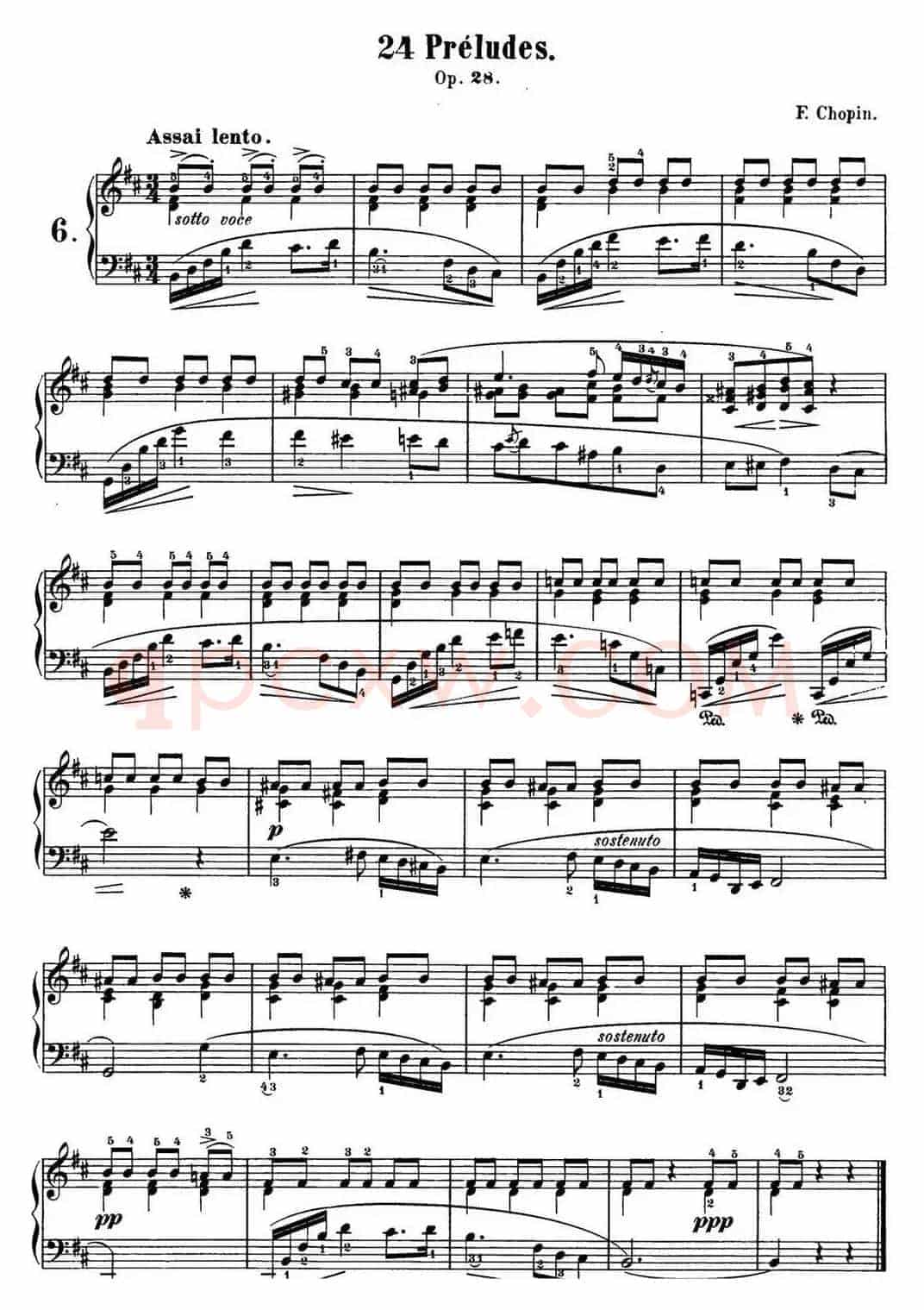 肖邦 24首钢琴前奏曲 Op.28 No.6 B小调