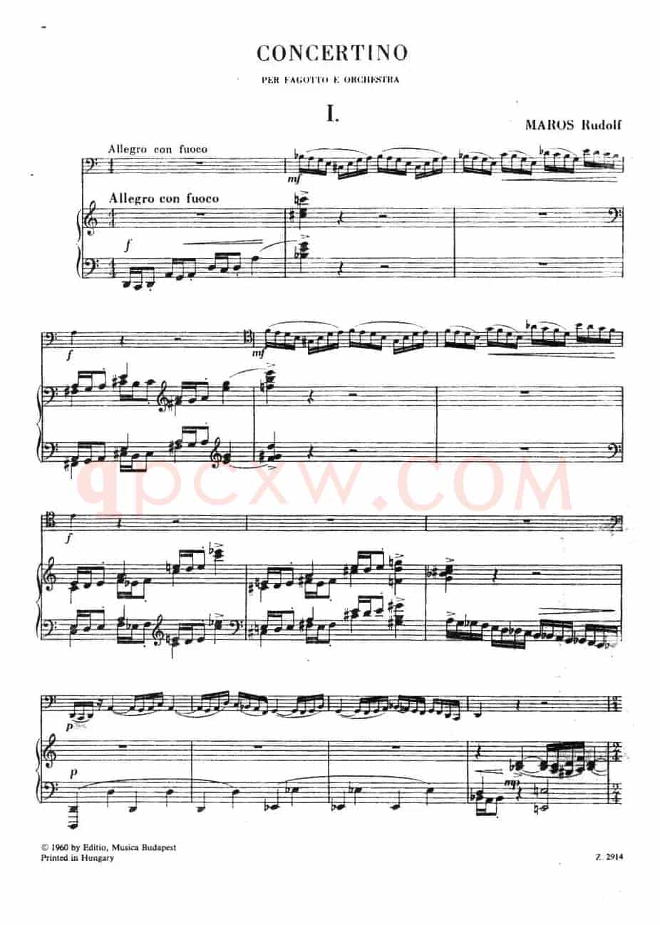 CONCERTINO（Ⅰ）（钢琴伴奏巴松协奏曲）
