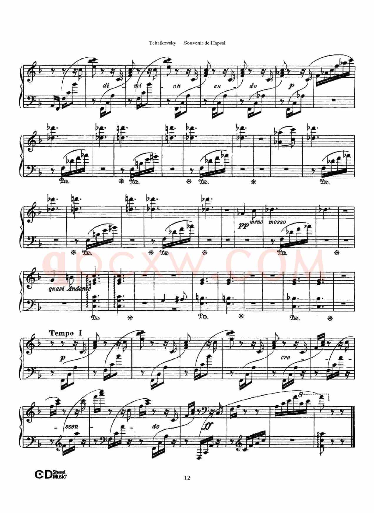 Souvenir de Hapsal Op.2(哈普萨的回忆·2)
