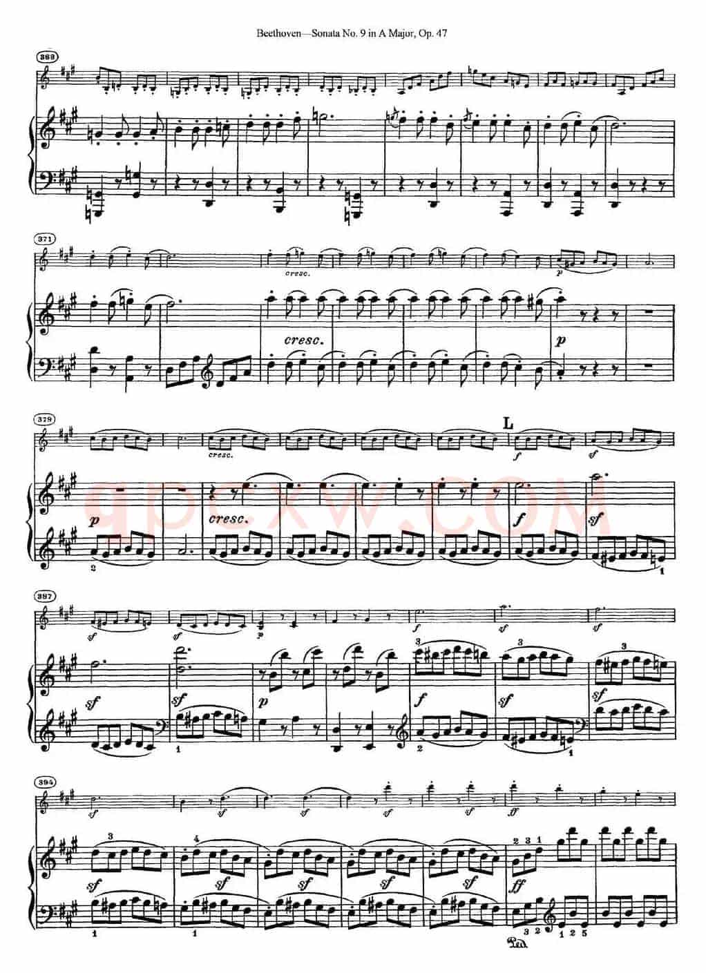 Violin Sonata No.9 in A Major Op.47（小提琴+钢琴伴奏）