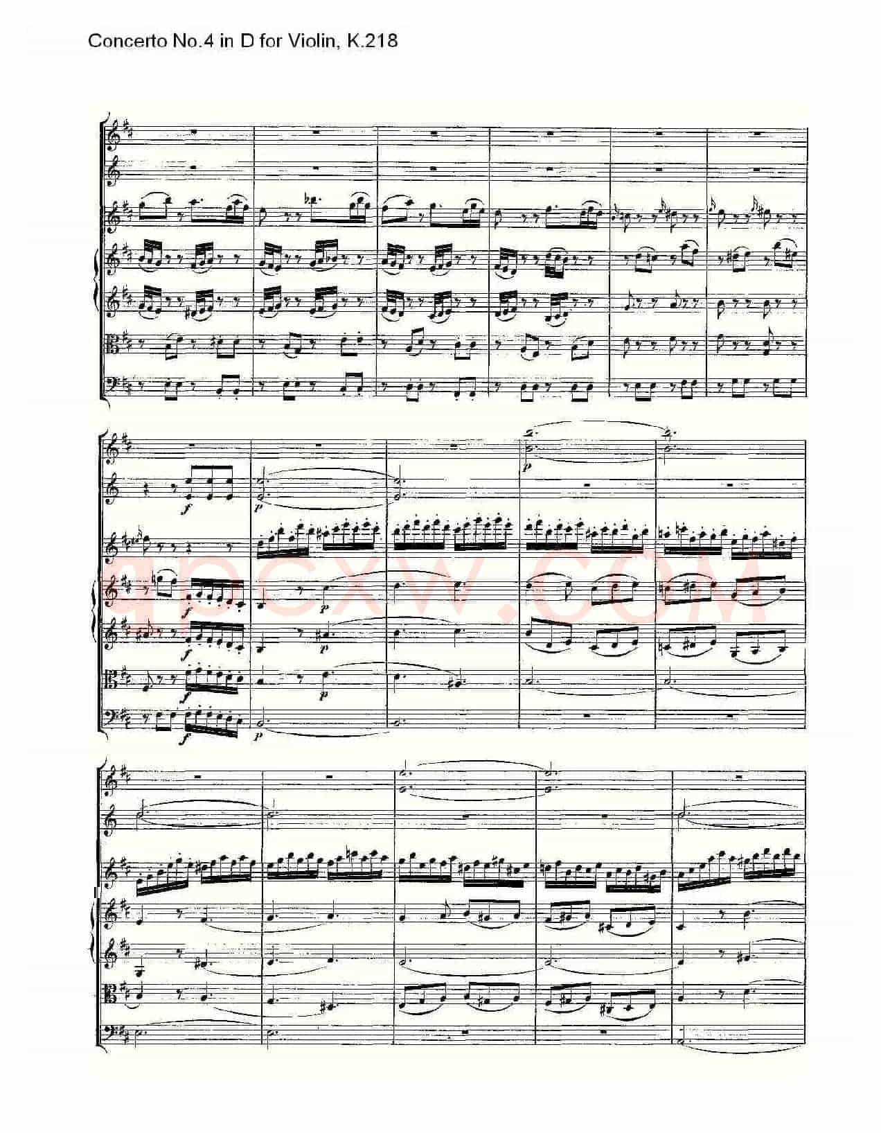 Concerto No.4 in D for Violin, K.218（D调小提琴第四协奏曲，K）