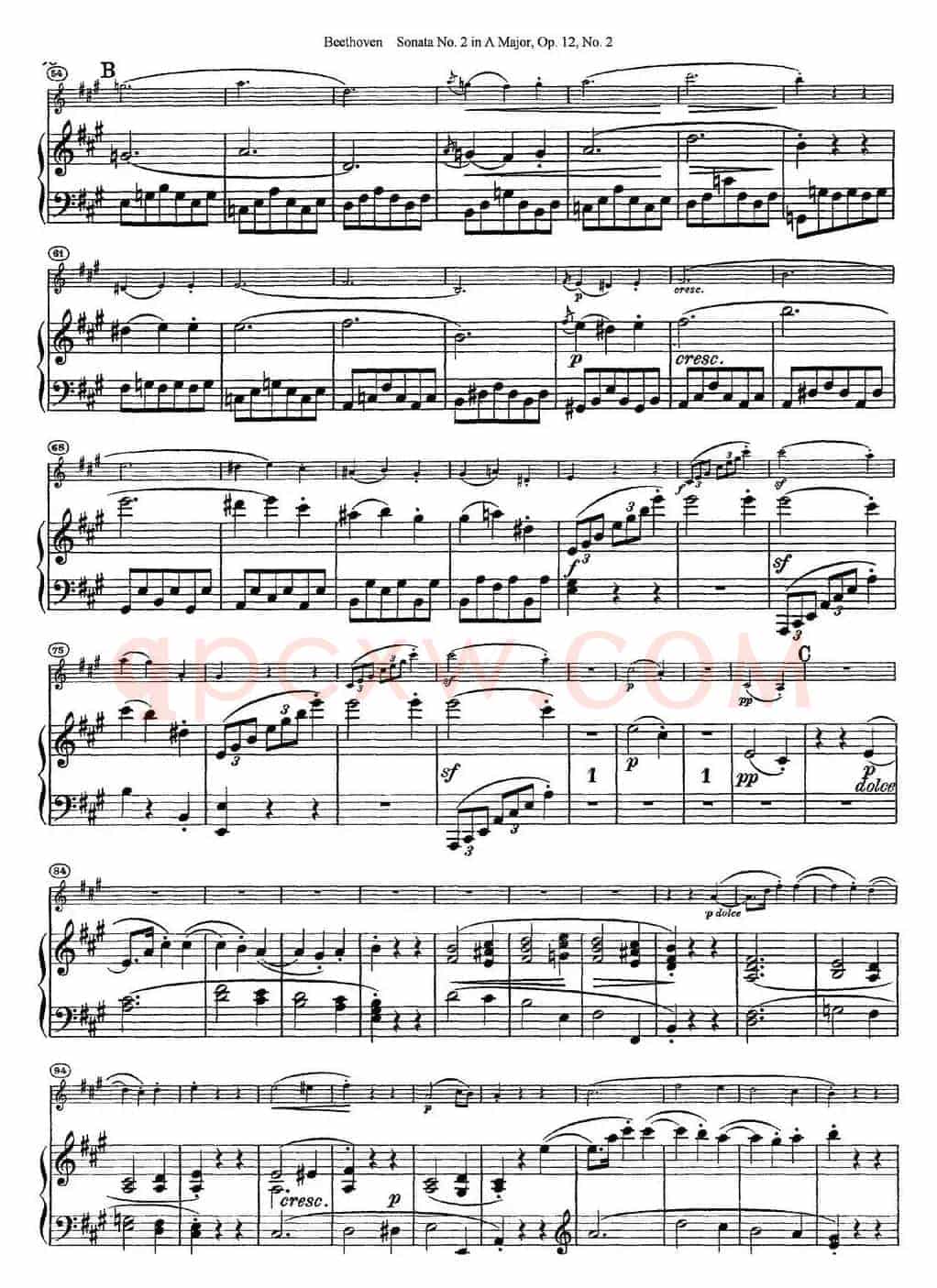 Violin Sonata No.2 in A Major Op.12 No.2（小提琴+钢琴伴奏）