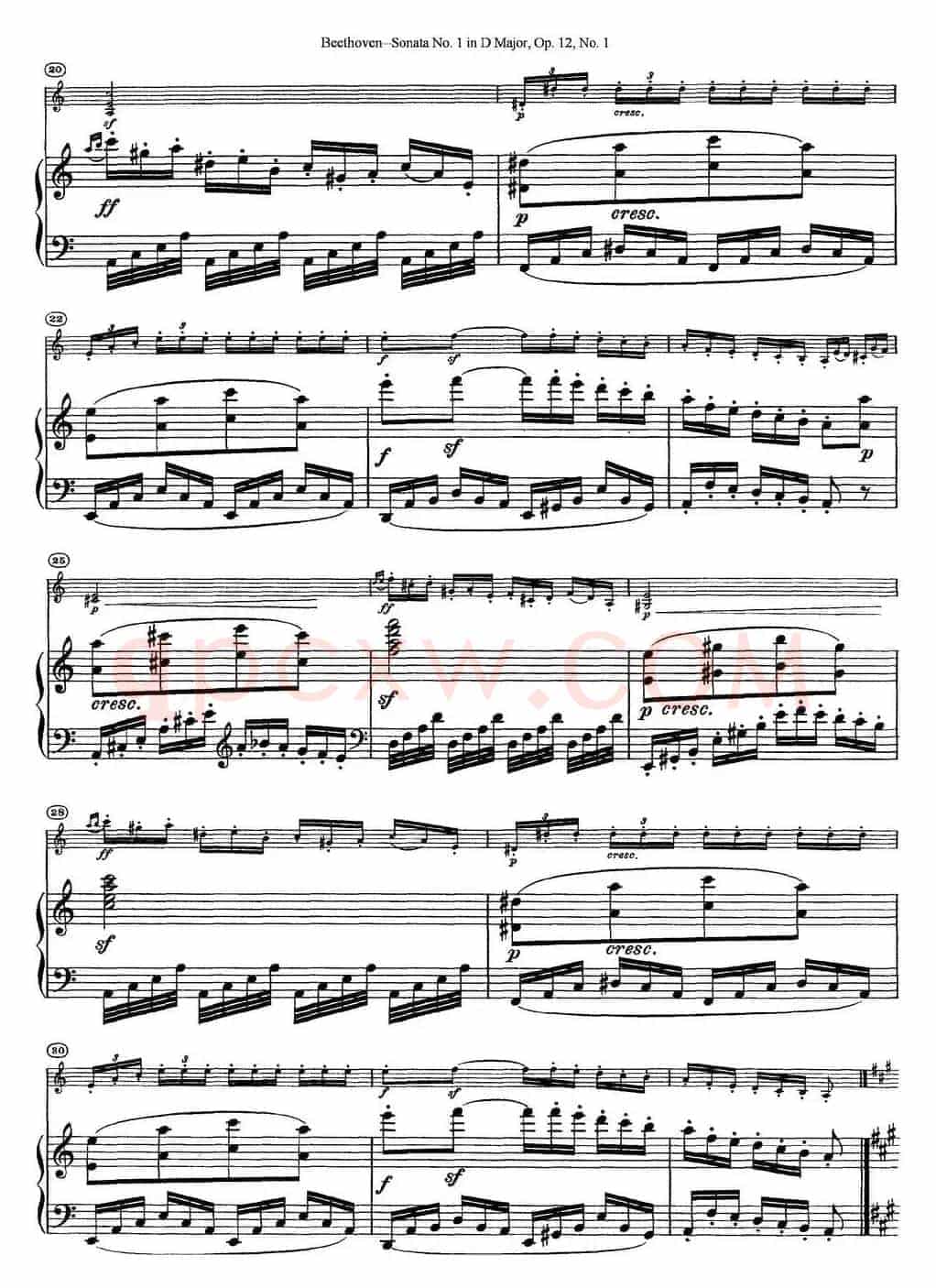 Violin Sonata No.1 in D Major Op.12 No.1（小提琴+钢琴伴奏）