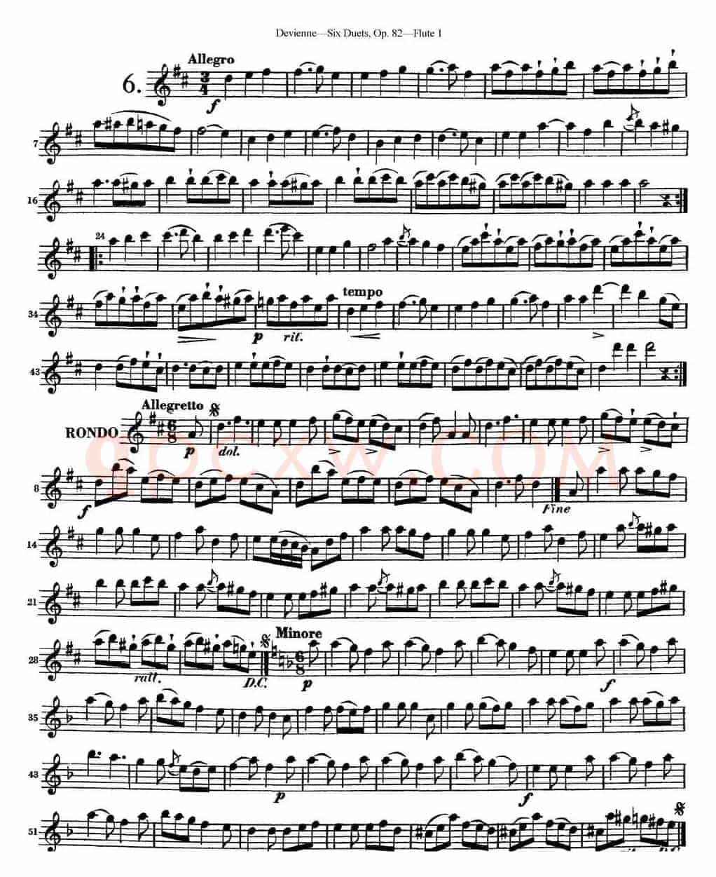 德维埃纳六个长笛二重奏小段Op.82——Flute 1（NO.6）