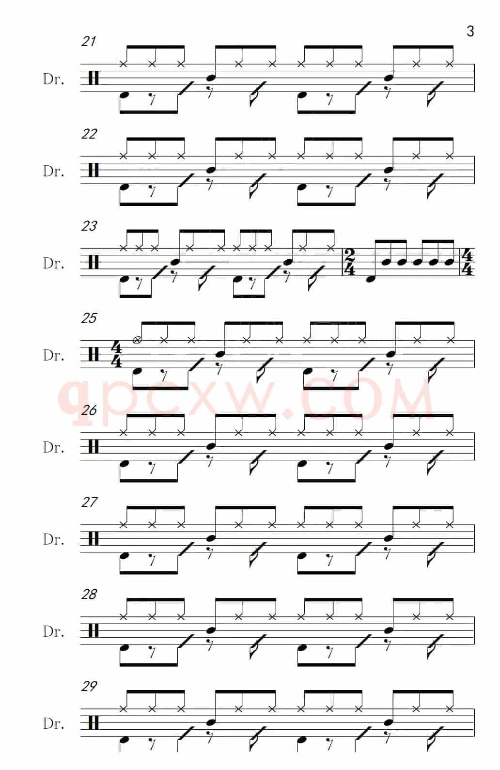 无情的情书（架子鼓谱）