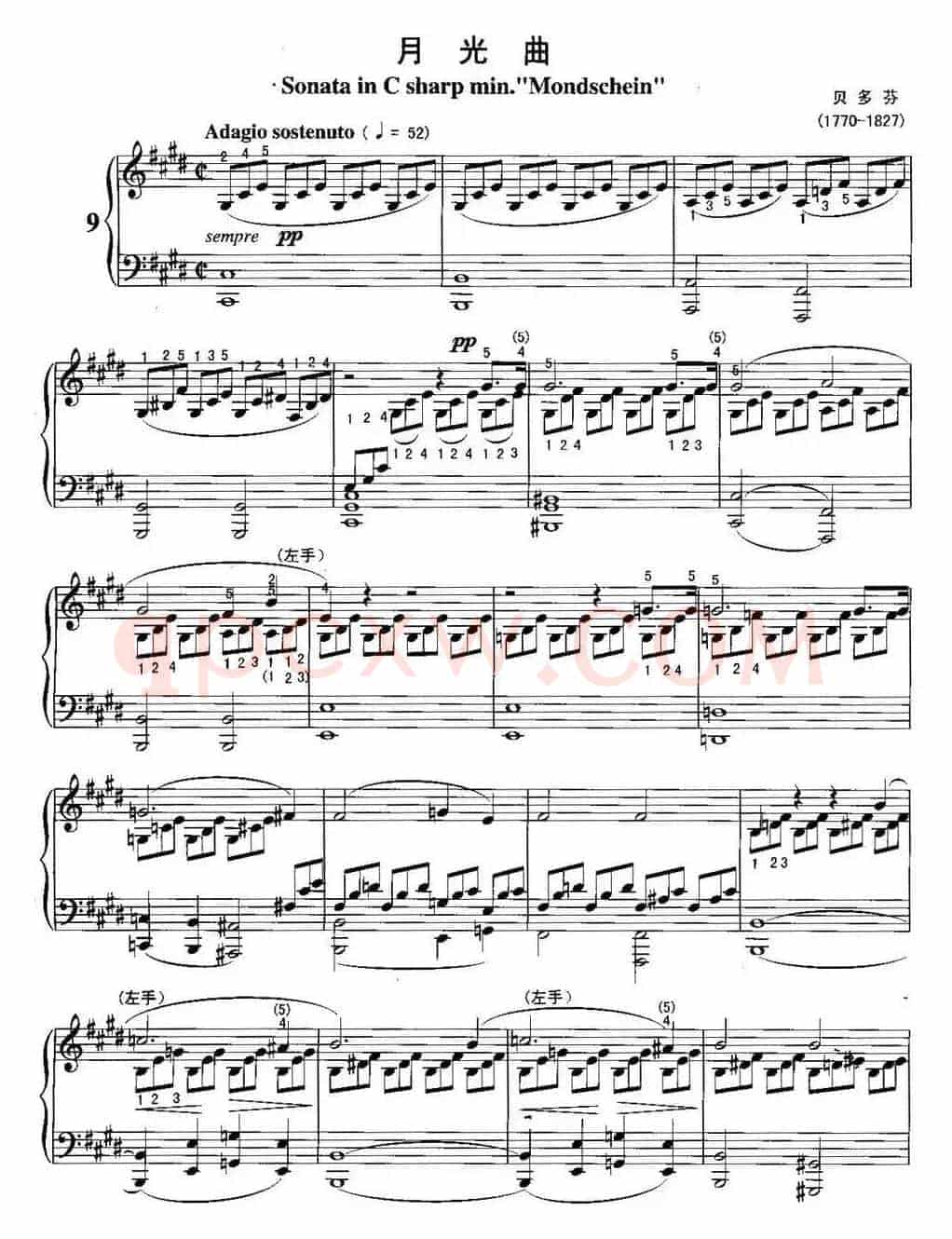 不可不弹的世界钢琴名曲：月光曲
