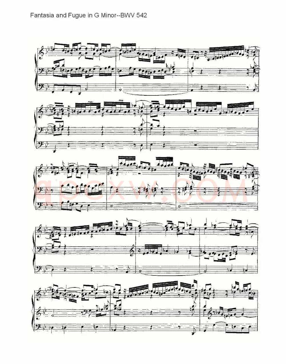 Fantasia and Fugue in G Minor--BWV 542 (管风琴谱)