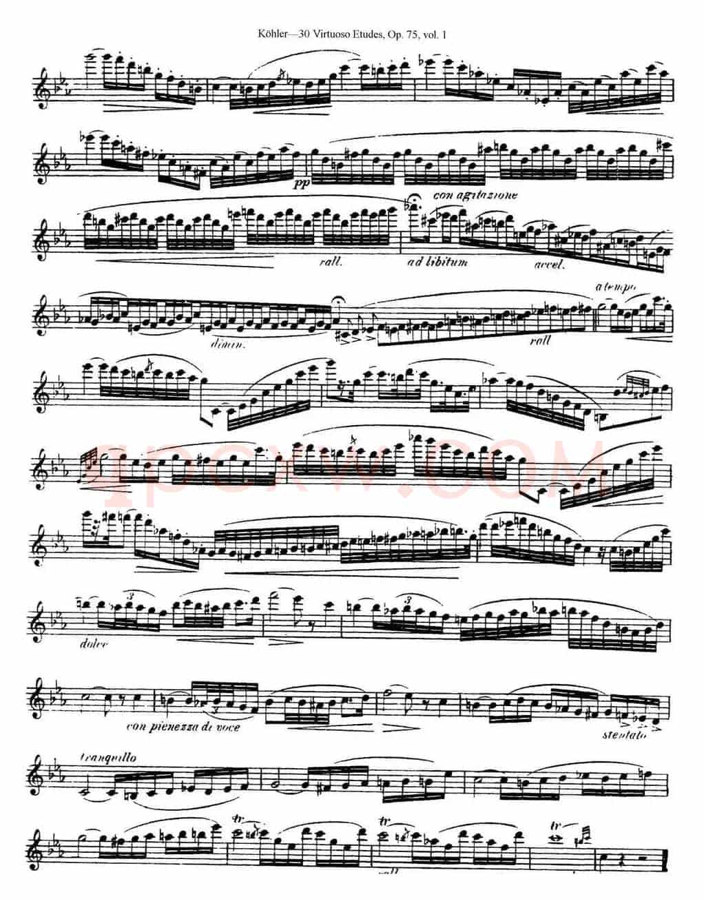 柯勒30首高级长笛练习曲作品75号（NO.7）