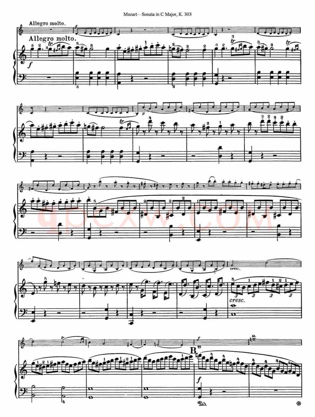 Violin Sonata in C Major K.303（小提琴+钢琴伴奏）
