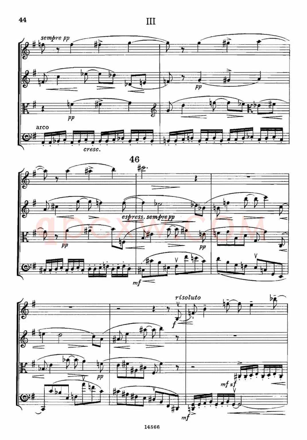 QUARTET Op.83(第三部分)(弦乐四重奏)