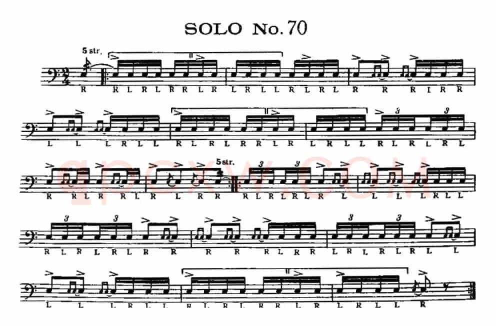 美国军鼓 SOLO No.66-70（爵士鼓谱）