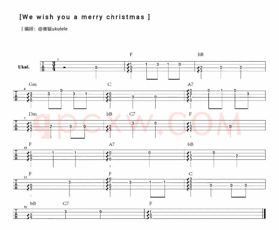 We Wish You A Merry Christmas（尤克里里指弹谱）