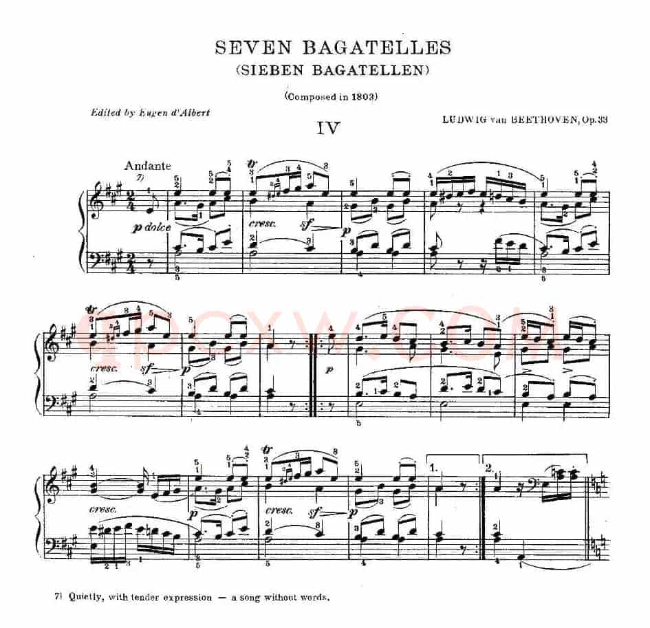 贝多芬钢琴小品（Bagatelles）（Op.33 之4）