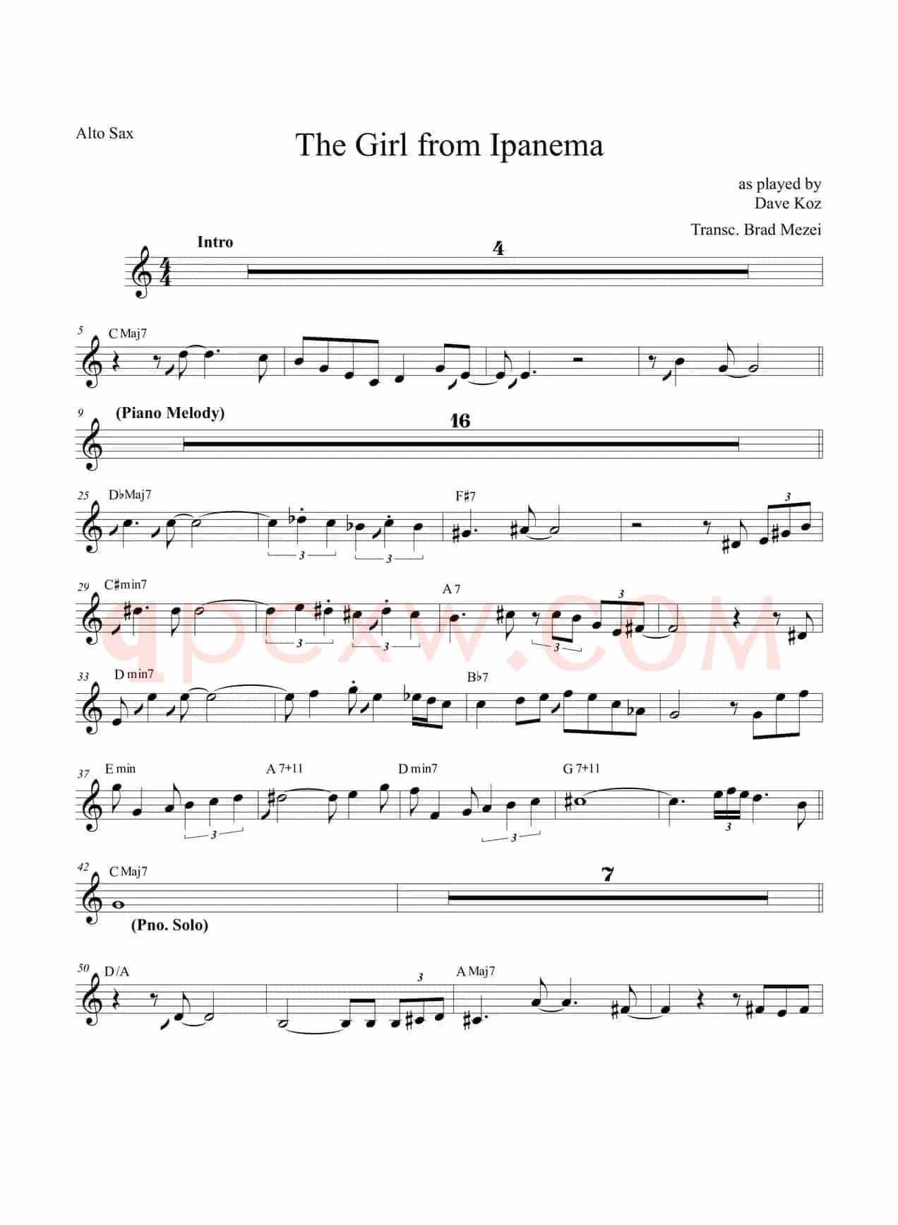 The Girl FromIpanema（中音萨克斯）