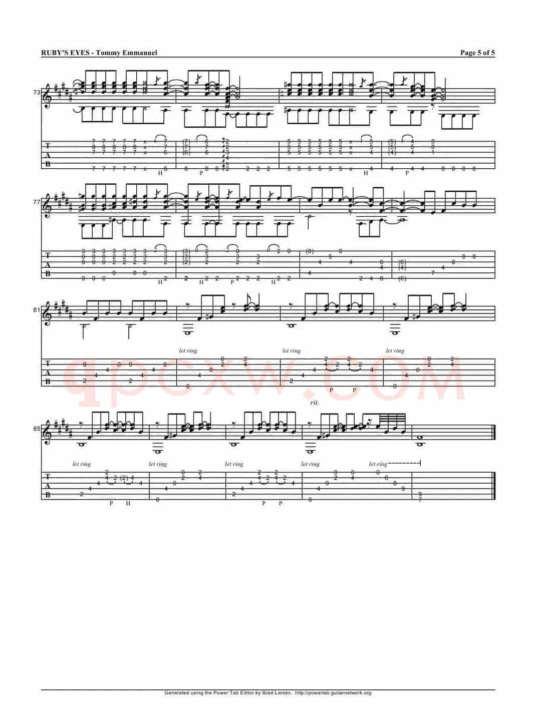 tommy emmanuel： rubys eyes（指弹吉它）