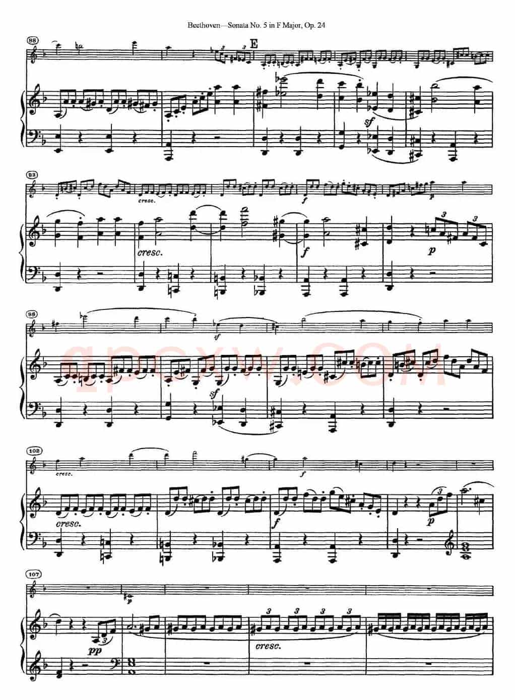 Violin Sonata No.5 in F Major Op.24（小提琴+钢琴伴奏）