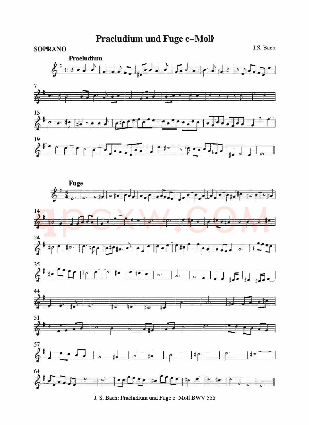 Praeludium und Fuge e-Moll（四重奏总谱+分谱）