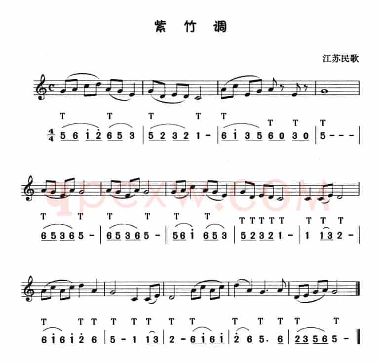 紫竹调（八孔竖笛线简谱对照版）