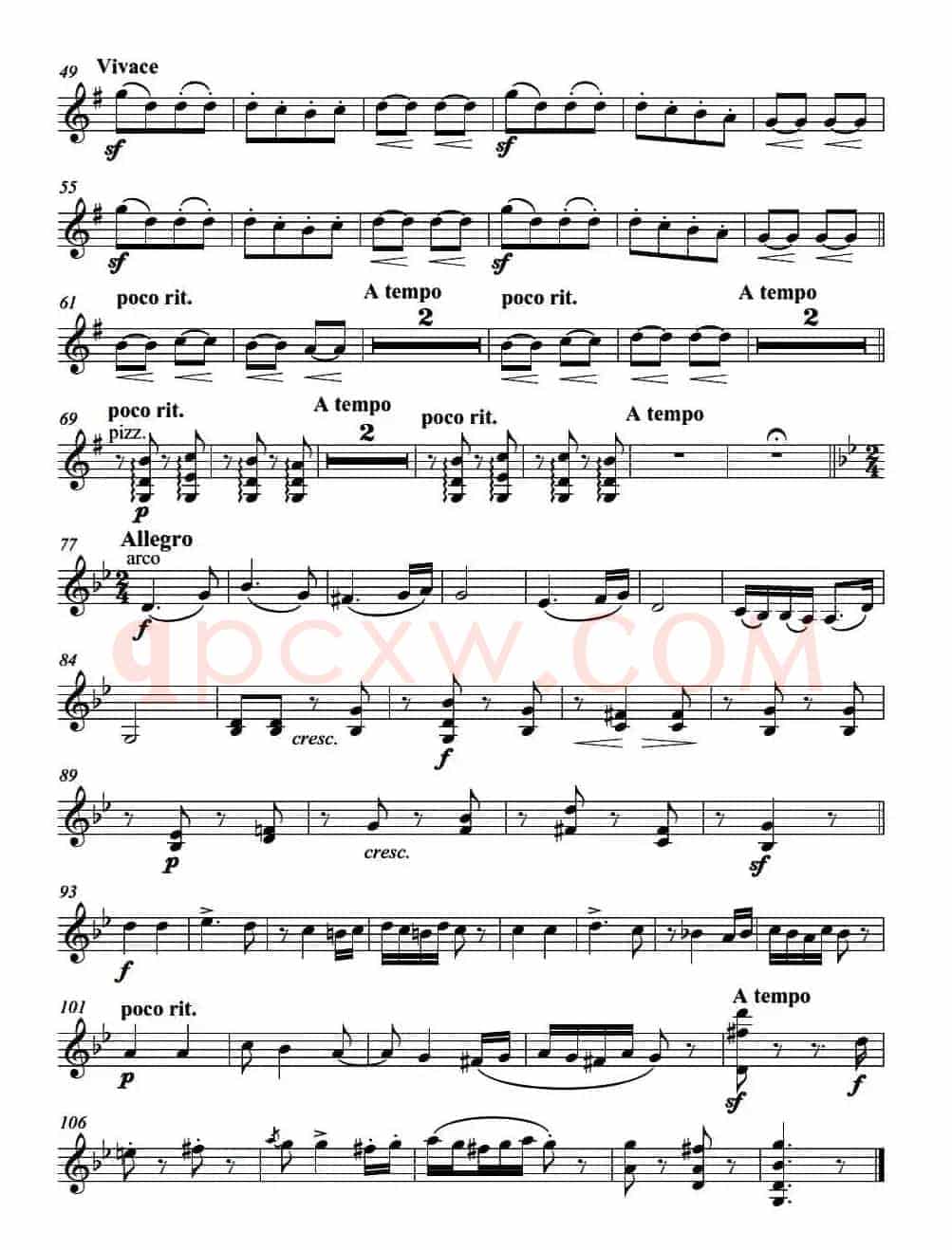 匈牙利舞曲（弦乐四重奏第一小提琴分谱）