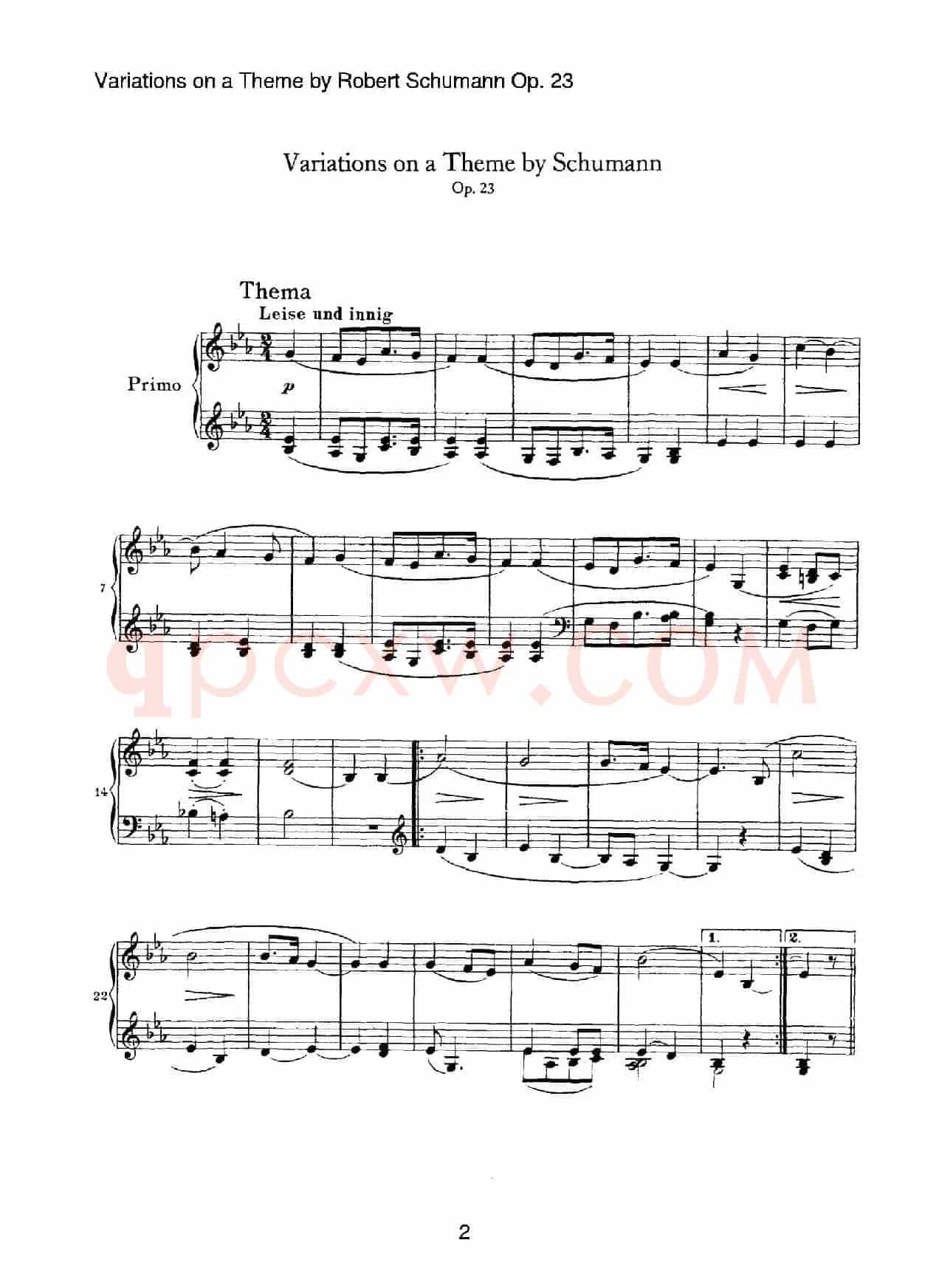 Variations on a Theme by Robert Schumann Op.23(舒曼主题变奏曲)(四手联弹)