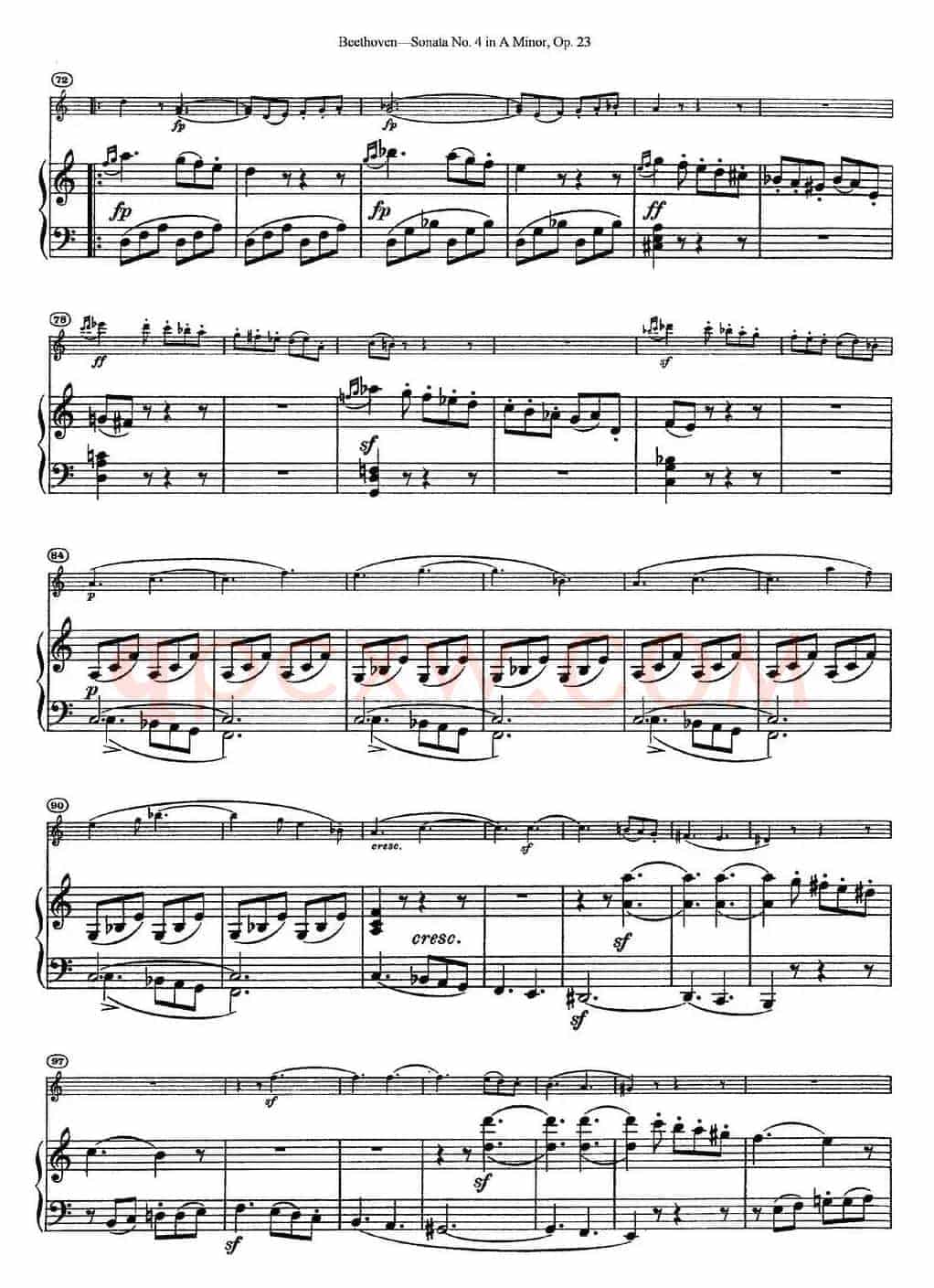 Violin Sonata No.4 in A Minor Op.23（小提琴+钢琴伴奏）