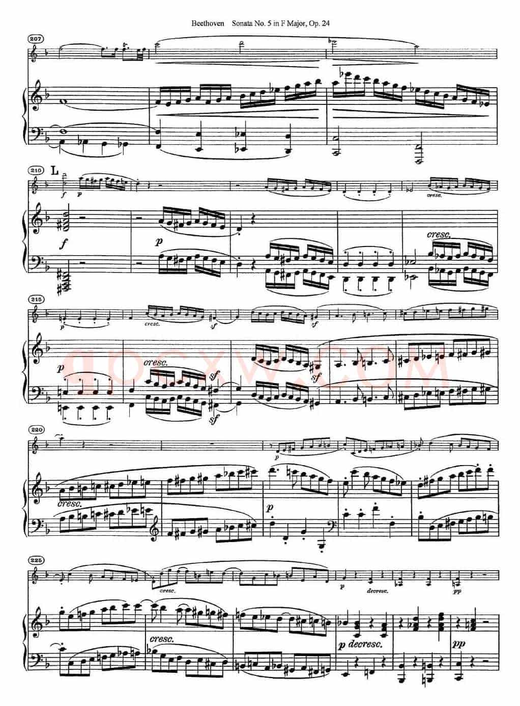 Violin Sonata No.5 in F Major Op.24（小提琴+钢琴伴奏）