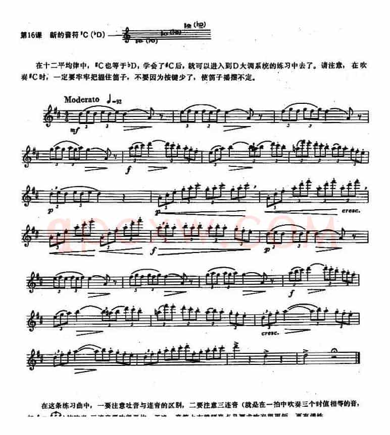 长笛练习曲100课之第16课 (新的音符#C(bD))