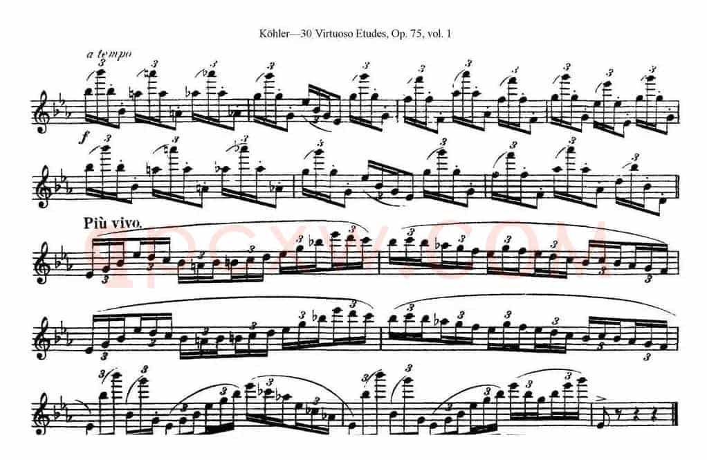 柯勒30首高级长笛练习曲作品75号（NO.4）