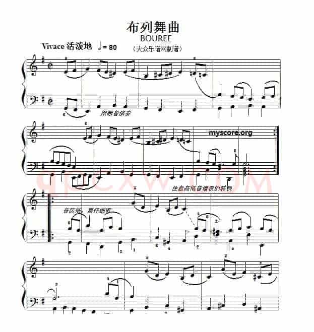 巴赫初级钢琴曲之十二:布列舞曲