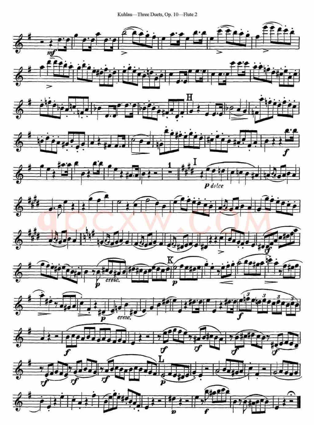库劳长笛二重奏练习曲Op.10——Flute 2（No.1）