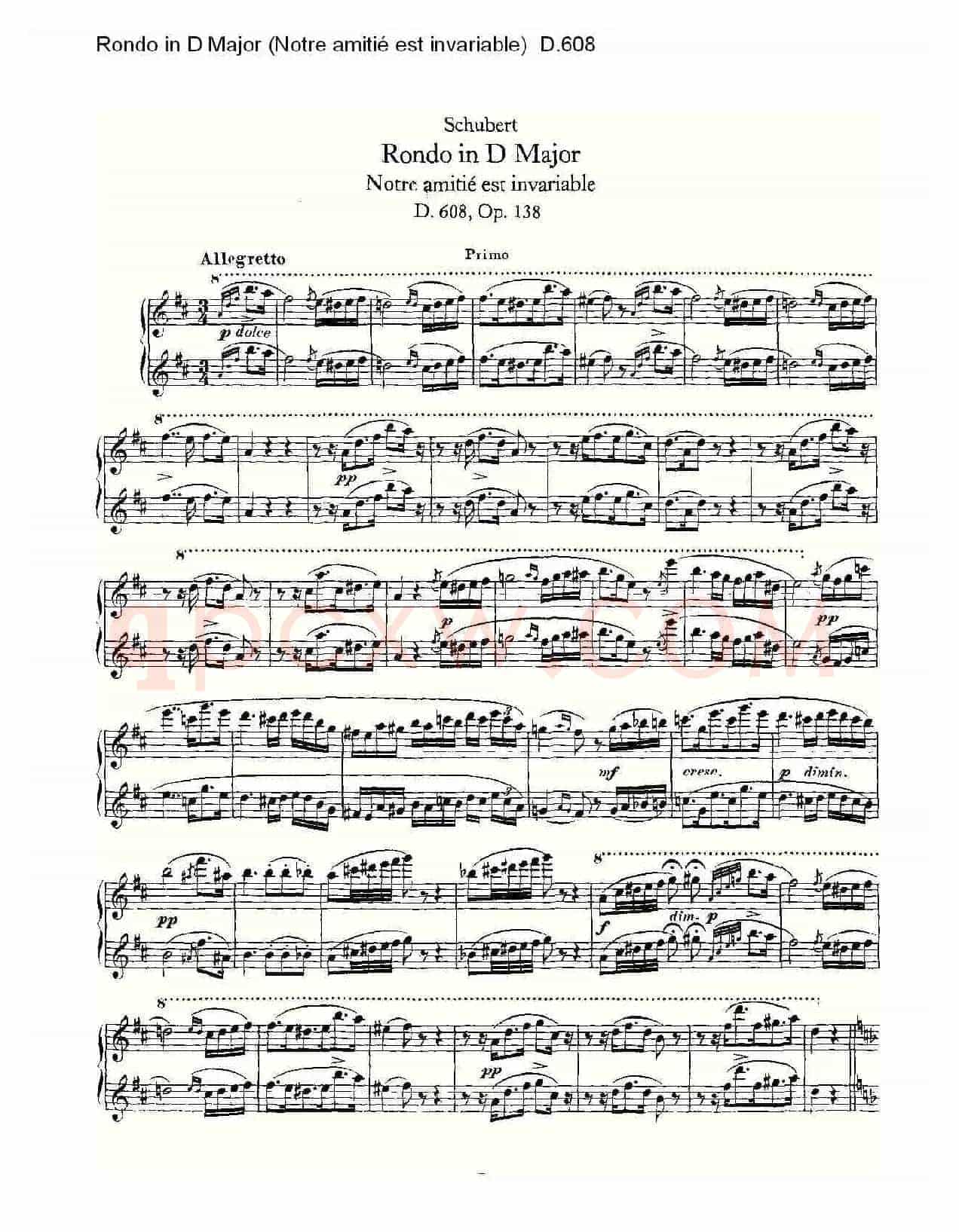 Rondo in D Major(Notre amitié est invariable) D.6)